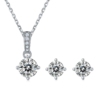 Classic Four Claw S925 Silver Plated Platinum Moissanite Diamond Pendant Earnail Set 3